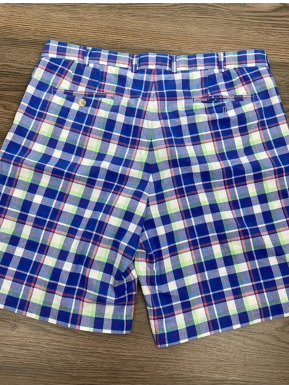 Peter Millar Men's Blue Preppy Striped Plaid Coastal Golf Shorts. Sz 38 - Picture 2 of 4